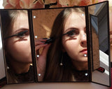 Tri-Fold Illuminated  LED Lighted Vanity Mirror Makeup Wide View Portable Travel Pocket Compact Led Mirror
