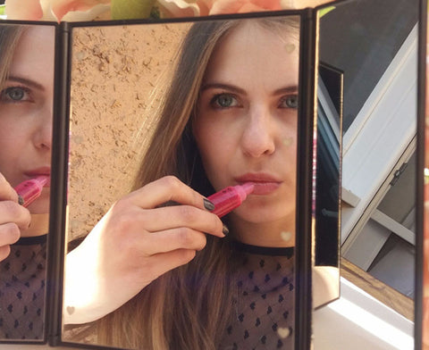 Tri-Fold Illuminated  LED Lighted Vanity Mirror Makeup Wide View Portable Travel Pocket Compact Led Mirror