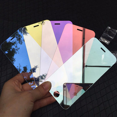 Luxury Mirror Tempered Glass Screen Protector for Apple iPhone 7 7 Plus Colorful Full Cover Film 9H
