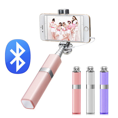 Universal Mini Monopod with Bluetooth Remote Shutter Girly Lipstick Design Selfie Stick