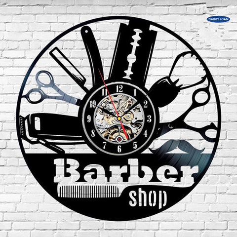 Barber Hair Vinyl Record wall Clock Quartz Clock