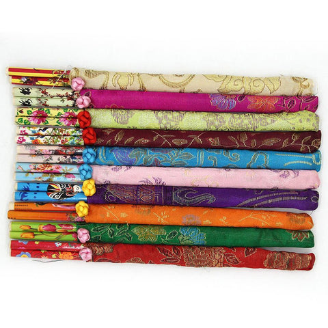 10 Pairs Ancient Pattern Print Bamboo Ecological Chopsticks Handmade