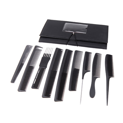 9pcs Professional Salon Hair Comb Set Barbers Cutting Combs Hair Brush Kit with Pouch Holder Case