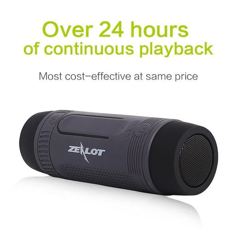 Zealot S1 Bluetooth Speaker Outdoor Bicycle Portable Subwoofer Bass Speakers 4000mAh Power Bank+LED light +Bike Mount+Carabiner