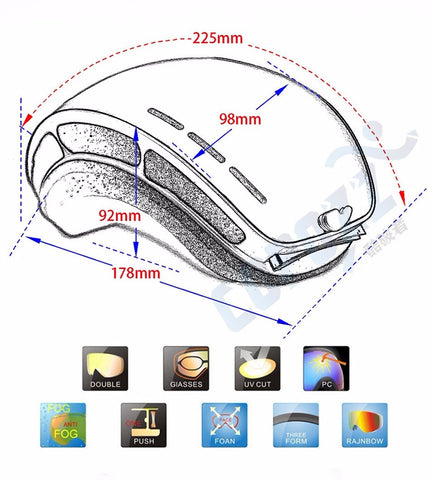 Ski goggles double layers UV400 anti-fog big ski mask glasses skiing men women snow