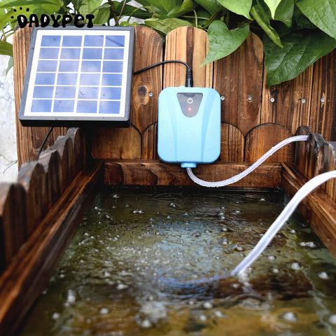 Durable Small Solar Powered/DC Charging Oxygenator Fishing Air Pump low noise