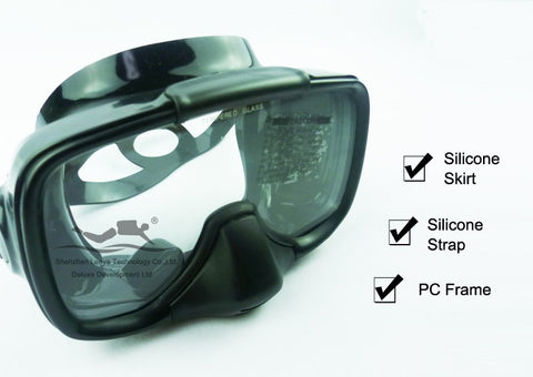Spearfishing scuba tempered glass diving mask