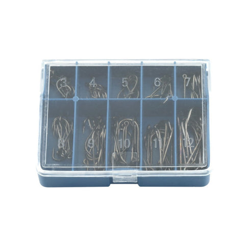 100 Pcs/Lot 3# -12# Carbon Steel Fishing Hook Fishhooks Durable Fishing Hooks with Hole Carp Fishing Tackle Box Top Quality
