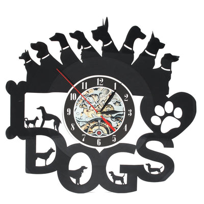 I Love Dogs Creative CD Vinyl Record Wall Clock
