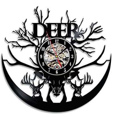 Deer Silhouette Vinyl Record wall Clock Quartz Clock