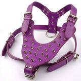 Spiked Studded Leather Dog Pet Pitbull Harness Chest 26"-34"  Collar & Leash Set For Medium Large Dogs