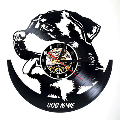 Rottweiler Vinyl Record Wall Clock custom name