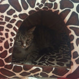 Pet Cat House Foldable Soft Winter Leopard Dog Bed Strawberry