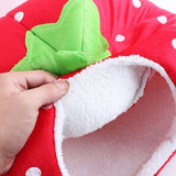 Pet Cat House Foldable Soft Winter Leopard Dog Bed Strawberry