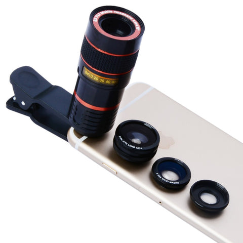 Universal 8x telephoto Zoom Phone Lens Tele Fisheye Wide Macro Camera Lens Kit For iPhone 6 6S Plus 5 Samsung S7 S6 and more