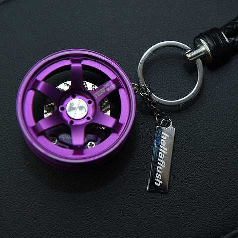 Big TE37 Style Wheel Rim Rear View Mirrow Pendent Keychain