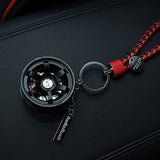 Big TE37 Style Wheel Rim Rear View Mirrow Pendent Keychain