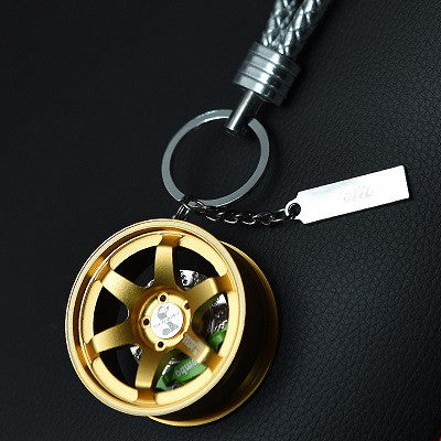 Big TE37 Style Wheel Rim Rear View Mirrow Pendent Keychain