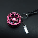 Big TE37 Style Wheel Rim Rear View Mirrow Pendent Keychain