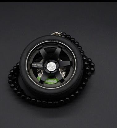 Big TE37 Style Wheel Rim Rear View Mirrow Pendent Keychain