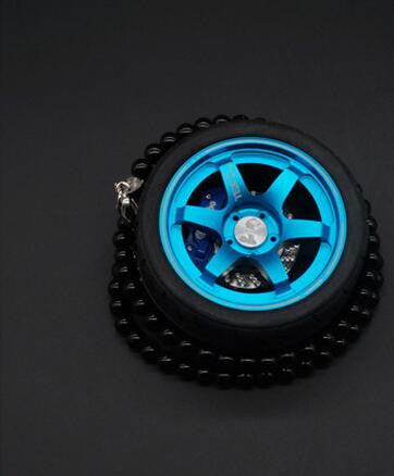 Big TE37 Style Wheel Rim Rear View Mirrow Pendent Keychain