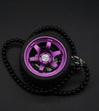 Big TE37 Style Wheel Rim Rear View Mirrow Pendent Keychain