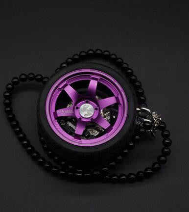 Big TE37 Style Wheel Rim Rear View Mirrow Pendent Keychain