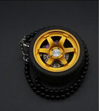 Big TE37 Style Wheel Rim Rear View Mirrow Pendent Keychain