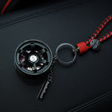 Big TE37 Style Wheel Rim Rear View Mirrow Pendent Keychain