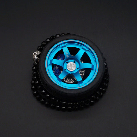 Big TE37 Style Wheel Rim Rear View Mirrow Pendent Keychain