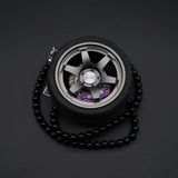 Big TE37 Style Wheel Rim Rear View Mirrow Pendent Keychain