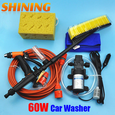 High Pressure Self-priming Electric Car Washer Washing Pump 12V Washing Machine Car Cleaner + Car Cleaning Brush