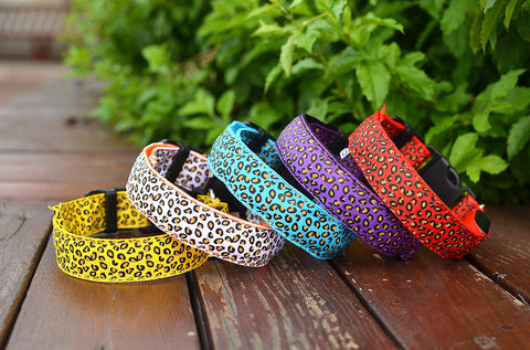 Luminous pet LED luminous pet spots Fluorescent luminous leopard dog collar Articles