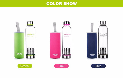 550ML My Bottle Glass Tea Infuser Water Bottle With Stainless Steel Filter
