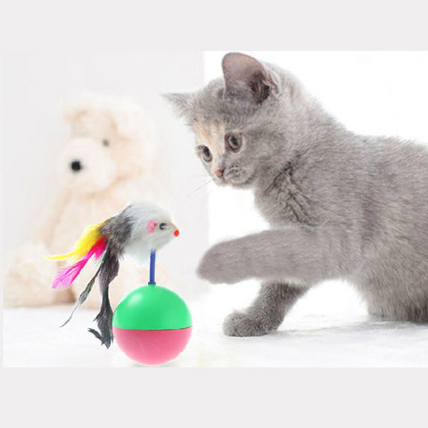 Durable Pet Cat Toys Mimi Favorite fur Mouse Tumbler Plastic Toys Balls for Cats dogs play 5.5cm