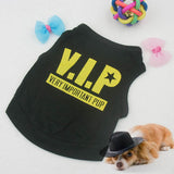 Pet Dog Puppy  Black Cotton Blend T-Shirt VIP Pattern Vest Teddy Clothes