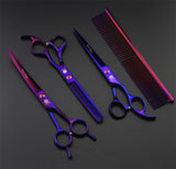 7.0 inch Pet Scissors Dog Grooming Scissors Set Straight & Curved & Thinning Shears Sharp Edge Animals Hair Cutting Tools Kit