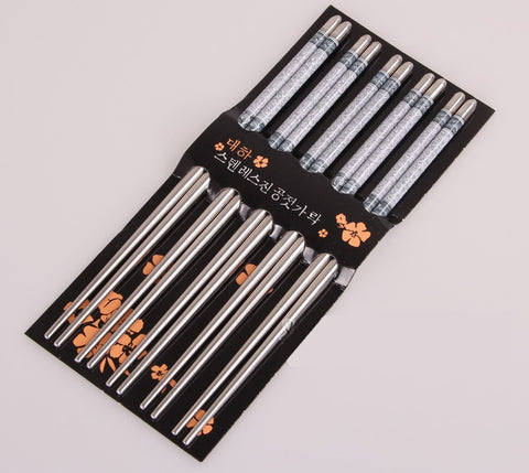 5 Pairs/lot Chopsticks Stainless Steel Durable Chinese 4 Color