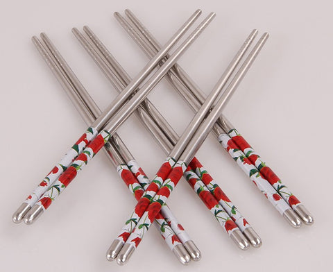 5 Pairs/lot Chopsticks Stainless Steel Durable Chinese 4 Color