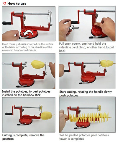 Manual Red Stainless Steel Twisted Potato Apple Slicer