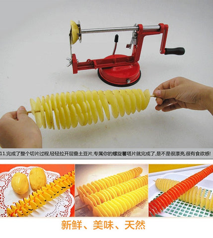 Manual Red Stainless Steel Twisted Potato Apple Slicer