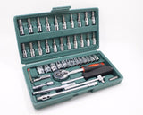 46pc Spanner Socket Set 1/4" Pro Car Repair Tool Set