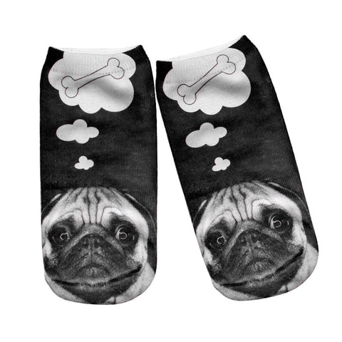 3D Cute Lovely Pug Dog  Animal  Printed socks