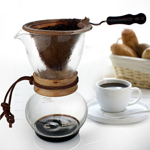 480 cc glass Drip Pot Woodneck Espresso coffee tool suit / high quality flannel bags