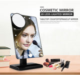 Adjustable Vanity Tabletop Lamp 20 LEDs Lighted LED Touch Screen Mirror Makeup Portable Mirror Luminous 180 Rotating Mirror