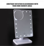 Adjustable Vanity Tabletop Lamp 20 LEDs Lighted LED Touch Screen Mirror Makeup Portable Mirror Luminous 180 Rotating Mirror