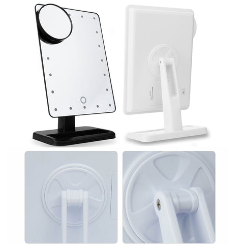 Adjustable Vanity Tabletop Lamp 20 LEDs Lighted LED Touch Screen Mirror Makeup Portable Mirror Luminous 180 Rotating Mirror