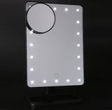 Adjustable Vanity Tabletop Lamp 20 LEDs Lighted LED Touch Screen Mirror Makeup Portable Mirror Luminous 180 Rotating Mirror