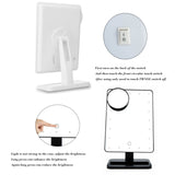 Adjustable Vanity Tabletop Lamp 20 LEDs Lighted LED Touch Screen Mirror Makeup Portable Mirror Luminous 180 Rotating Mirror