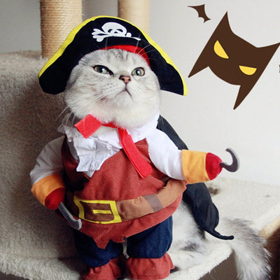 Funny Halloween pet cat dog Pirate costume